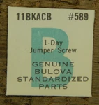 Bulova 11BKACB Day Jumper Screw New Old Stock Watch Part 589. Fixed Price $19.99.