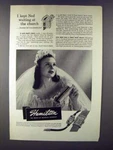 1946 Hamilton Watch Ad - Kept Ned Waiting The Church. Fixed Price $19.99.