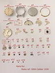 Rolex Caliber 1030 Ref 6564 Movement Parts Case Back Dial Hands 14K Gold Bezel. Fixed Price $175.00.