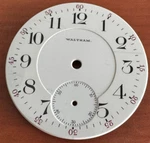 Vintage 16 Size Waltham Pocket Watch Railroad Double Sunk Porcelain Dial. Fixed Price $40.00.