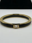Andrew Hamilton Crawford Ahc Hinged Black Resin Gold Tone Oval Bangle Bracelet. Fixed Price $40.00.
