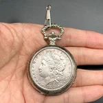 Vintage American Historic Society Morgan Silver Dollar 1880 Coin Pocket Watch. Fixed Price $385.20.