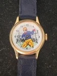Vintage Swiss Wind-up Watch Featuring American Football Player Figure.. Fixed Price $59.00.