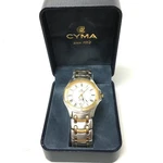 V309 Vintage Cyma 50M Quartz Swiss Made Two-tone Stainless Steel Wrist Watch. Fixed Price $350.00.