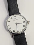 Vtg Nivada C1 Mechanical White Dial Watch Black Leather Strap Works 25MM. Fixed Price $59.99.