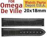 Alligator Replacement Contrast Black Leather Band For Omega De Ville (20 X 18MM). Fixed Price $83.40.