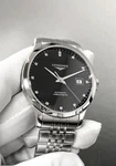 Longines Record Auto 38.5MM Black Diamond Dial Ss Men's Watch L2.820.4.57.6. Fixed Price $1500.00.