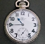 Ball Railroad Cleveland 23 Jewel, 16S Pocket Watch, 14K White Gold-filled, Runs. Fixed Price $3795.00.