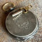 Perret & Fils Brenets Swiss 15 Jwl Key Wind Pocket Watch Full Hunter .875 Silver. Fixed Price $200.00.