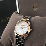 Bulova Women's Watch Surveyor Mother Of Pearl White Dial Rose Gold Strap 98P207. Fixed Price $106.00.