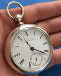 Antique X Large 1883 Elgin Model 18S Coin Silver Pocket Watch Runs 144G. Fixed Price $695.00.