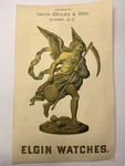 Victorian Trade Card Elgin Pocket Watched Embossed Louis Miller Albany B57. Fixed Price $25.95.