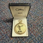 Mickey Mouse Pocket Watch Vintage By Colibri Swiss Movement Gold Tone. Fixed Price $90.00.