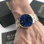Bulova Classic Collection 98D130 Mens Blue Dial Diamonds Steel Quartz Watch 40MM. Fixed Price $161.46.