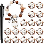 20 Pcs Galentines Day Highland Cow Keychain Print Wood Bead Brac.... Fixed Price $42.27.