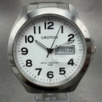 Croton Watch Men 38MM White Dial Silver Tone Daydate Round RT-144M New Battery. Fixed Price $39.99.