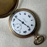 Antique Admiral Non Magnetic Swiss Hunter Case Gold Tone Pocket Watch Roman Dial. Fixed Price $105.00.