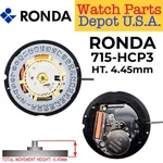 Harley Ronda 715-HCP3 Date Quartz Swiss Parts Watch Movement Ht. 4.45MM. Fixed Price $32.95.