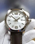 Longines Conquest 43MM Brown Leather Band Mens Watch L3.760.4.76.5. Fixed Price $595.00.