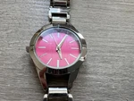E. Gluck Women's Silver Tone Watch - Pink Dial Model 78/1001 Battery. Fixed Price $18.00.