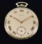 Very Rare 19 Karat Gold Bulova "phantom" Gents Pocket Watch, Serviced!. Fixed Price $2395.00.