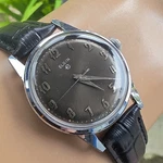 Vintage Elgin Men's Manual Wind Watch Grey Dial With Numerals Swiss 1960S. Fixed Price $215.00.