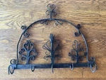 Early 1800'S Primitive Blacksmith Forged Iron Game Rack Tree & Flower Design. Fixed Price $650.00.