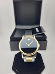 Movado Classic Museum Black Dial Two Tone Swiss Men Watch 2100016 ($995 Msrp). Fixed Price $312.79.