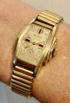 Art Deco Benrus Diamond & Ruby Dial 10KRGP 17J Men Watch Works / Needs Crystal. Fixed Price $68.00.