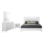 Coaster Cassia 4-PIECE Wood Queen Led Bedroom Set In White High Gloss. Fixed Price $1829.37.