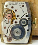 Vintage 1943 Elgin 558 17 Jewel Men's Wrist Watch Movement With Dial And Crown. Fixed Price $39.00.