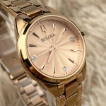 Bulova Sutton Rose Gold Dial Stainless Steel Strap Women's Watch 97P151. Fixed Price $100.00.