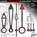 Hands Set For Movement Eta Valjoux 7754 + 7751, Swiss Superluminova SLC1. Fixed Price $35.00.