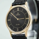 *EXC+5* Vintage Omega De Ville CAL.1365 Quartz Black Gold Roman Dial Mens 31MM. Fixed Price $329.99.