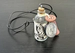 2.5 Steampunk Inside Mini Glass Bottle Cork Stopper With Compass Necklace. Fixed Price $11.50.