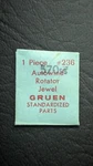 Genuine Gruen Cal. 570SS - Autowind Rotator Jewel #236. Fixed Price $9.95.