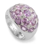 Tiffany & Co. 18K White Gold Pink Tourmaline Diamond Dome Ring TIF11081914. Fixed Price $6955.00.