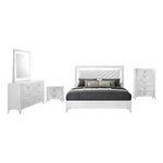 Coaster Cassia 5-PIECE Wood Queen Led Bedroom Set In White High Gloss. Fixed Price $2429.13.