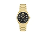 Versace V-auria Quartz Watch, Pvd Gold, Black, 39 Mm, VE0F00525. Fixed Price $915.00.