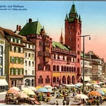 C1910S Basel Switzerland Marktplatz Rathaus Town Hall Market Postcard Xaver Frey. Fixed Price $8.57.