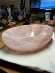 Rose Quartz Crystal Gemstone Artisan Hand Carved Candy Dish Bowl Specimen. Fixed Price $385.00.