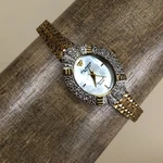 Vtg Jules Rgensen Women 2035 Mop Diamond Bezel Gold Tone Quartz Watch 6 1/2". Fixed Price $109.95.