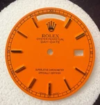 Rolex Quickset President Custom Orange Dial Gold Stick Marker For 18038 18238. Fixed Price $695.00.