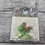 Solid Oak Steampunk Glass Accents 3/PKG-FANCY Green Bottles. Fixed Price $8.07.