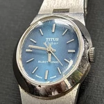 Vintage Titus Clebar Blue Dial Quartz Stainless Steel Silver Watch. Fixed Price $32.00.