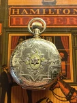 Fancy Case 6S Elgin Quad-tone Gold Plated Dial Pocket Watch, 11J Grade 94. Fixed Price $695.00.