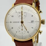 Junghans Watch 27.7800.1205 Silver Gold Maxpil Chronoscope Leather Men's Rare. Fixed Price $820.99.