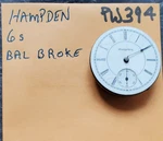 Hampden Pocket Watch Movement 6S PW394. Fixed Price $12.95.