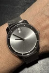 Movado Bold Silver Dial Stainless Steel Mesh Quartz Dress Watch Swiss Movement. Fixed Price $160.00.