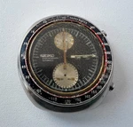 Seiko 6138-0012 Automatic Chronograph Watch Vintage Mens Ufo Black Dial 21 J. Fixed Price $260.00.